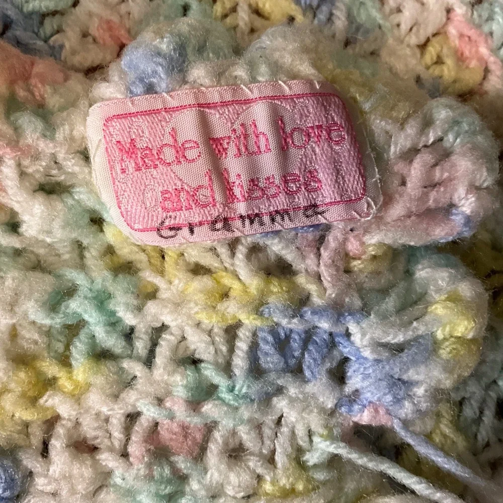 Handmade Baby Blanket Pastel Multi Color Crochet Heirloom‎ Gramma Made